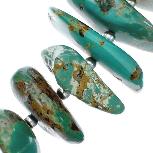 Native American Genuine Sterling Silver Turquoise Bead Necklace AX129229